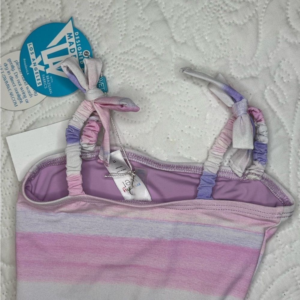 NWT Minny WET Swimwear Striped Pink and Purple Swimsuit - Picture 4 of 5